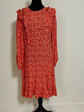 #37 Kachel by Anthropologie ($260) Red with Flowers Long Sleeve Short Dress